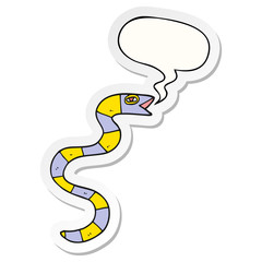 hissing cartoon snake and speech bubble sticker