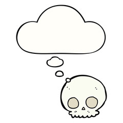 cartoon skull and thought bubble