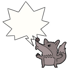 cartoon halloween werewolf howling and speech bubble