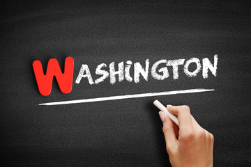 Washington text on blackboard, concept background