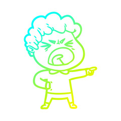 cold gradient line drawing cartoon furious man