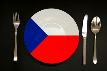 plate with the national flag of the Czech Republic, copy space