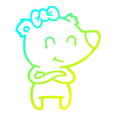 cold gradient line drawing female polar bear cartoon