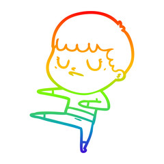 rainbow gradient line drawing cartoon grumpy boy