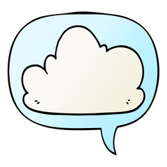 cartoon cloud and speech bubble in smooth gradient style
