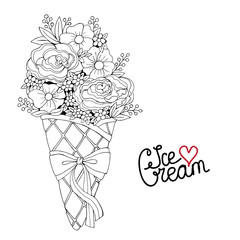 Vector Ice cream for coloring book for adult and kids