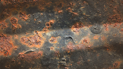 Rusty metal texture with streaks of rust, soft focus for vintage grunge surface backgrounds