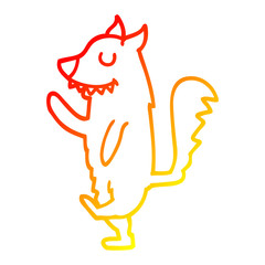 warm gradient line drawing cartoon fox walking