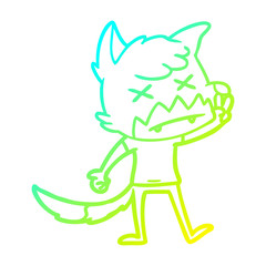 cold gradient line drawing cartoon dead fox