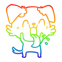 Obraz premium rainbow gradient line drawing cartoon panting dog