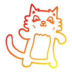 warm gradient line drawing cartoon dancing cat