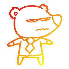 warm gradient line drawing cartoon angry boss bear