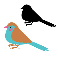 bird red - cheeked cordon,vector illustration, silhouette