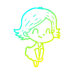 cold gradient line drawing cartoon friendly girl