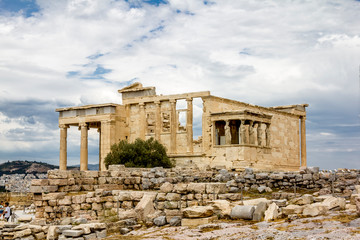 Erechteion temple on the Acropolis hill in Athens in Greece.