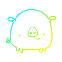 cold gradient line drawing happy pig