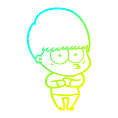 cold gradient line drawing nervous cartoon boy