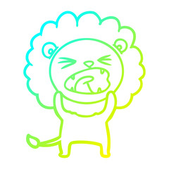 cold gradient line drawing cartoon lion