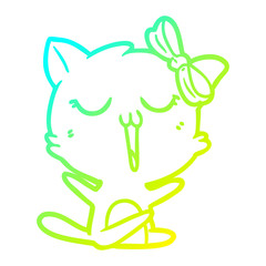 cold gradient line drawing cartoon cat