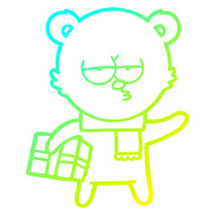 cold gradient line drawing christmas polar bear cartoon
