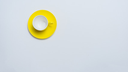 Top view image of coffe cup on white background.