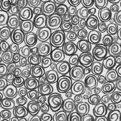 seamless pattern, hand illustration, curls and circles. Design for fabric, wallpaper, wrapping paper, prints.