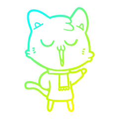 cold gradient line drawing cartoon cat singing