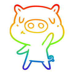rainbow gradient line drawing cartoon content pig