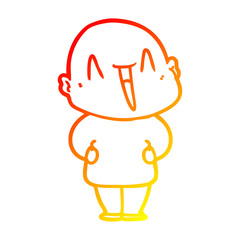 warm gradient line drawing happy cartoon bald man