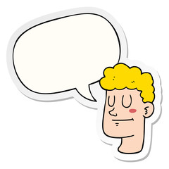 cartoon male face and speech bubble sticker