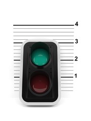 Green traffic light with mugshot