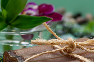 Handmade moisturizing Frankincense & Myrrh Goat's Milk Bar Soap decorated with  Bamboo, Orchid and...