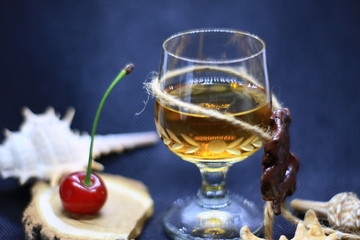glass of whiskey on table