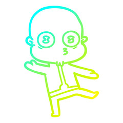 cold gradient line drawing cartoon weird bald spaceman dancing