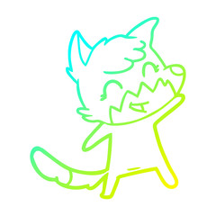 cold gradient line drawing happy cartoon fox