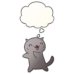 cartoon cat and thought bubble in smooth gradient style