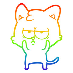 rainbow gradient line drawing bored cartoon cat