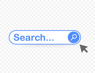 Set Search bar vector element design, set of search boxes ui template isolated on blue background. Vector stock illustration.