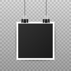 Photo frame mockup design. Realistic photograph with blank space for your image. Vector stock illustration.
