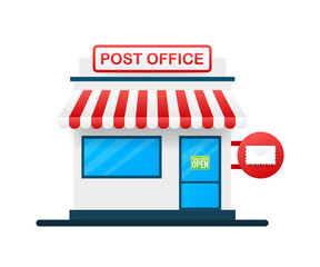 Building of post office. Vector stock illustration.