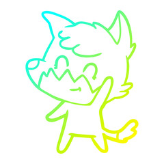 cold gradient line drawing cartoon friendly fox