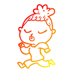 warm gradient line drawing cartoon calm woman