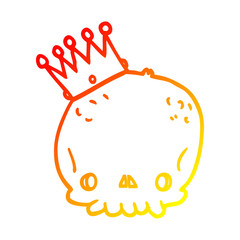 warm gradient line drawing cartoon skull with crown