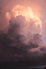 storm over the sea. thunder clouds during sunse