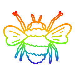 rainbow gradient line drawing cartoon bee