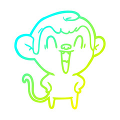 cold gradient line drawing cartoon laughing monkey