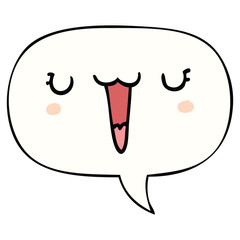 cute happy cartoon face and speech bubble