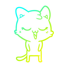 cold gradient line drawing happy cartoon cat