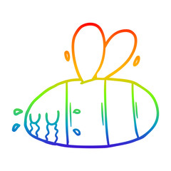 rainbow gradient line drawing cartoon crying bee