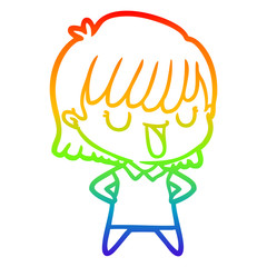 rainbow gradient line drawing cartoon woman